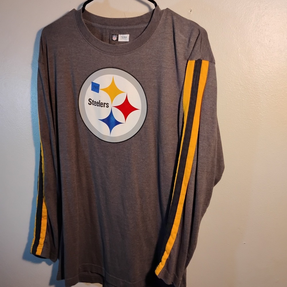 Pittsburgh Steelers NFL Apparel Long Sleeve Logo Sewn Stripe Sleeves Mens Large - Picture 11 of 16
